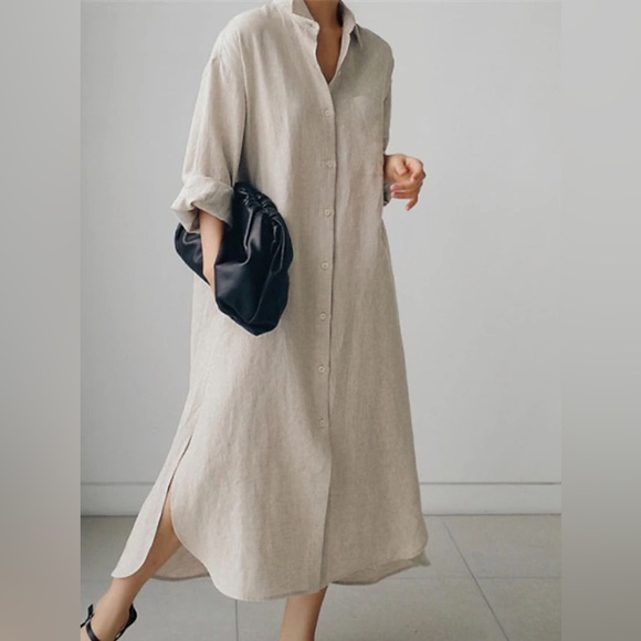 GLOBUS 100% Linen Shirt-Dress Size M - Picture 4 of 12